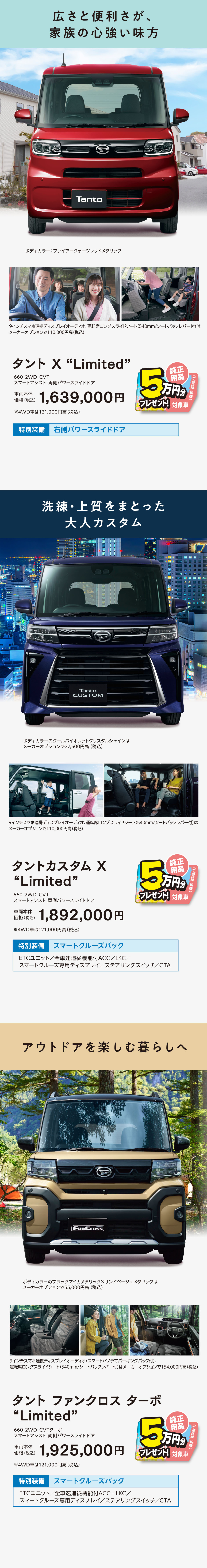 タント、タントカスタム、タントファンクロス